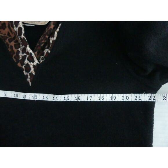 Vtg Tickets Leopard Hoodie Women's MEDIUM Fleece Lined Pullover Lagenlook - Picture 9 of 10